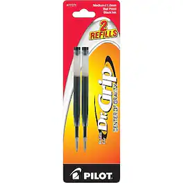 Pilot - Dr. Grip Center Of Gravity Ballpoint Pen Refill, Medium Tip, Black Ink, 2/Pack (77271)