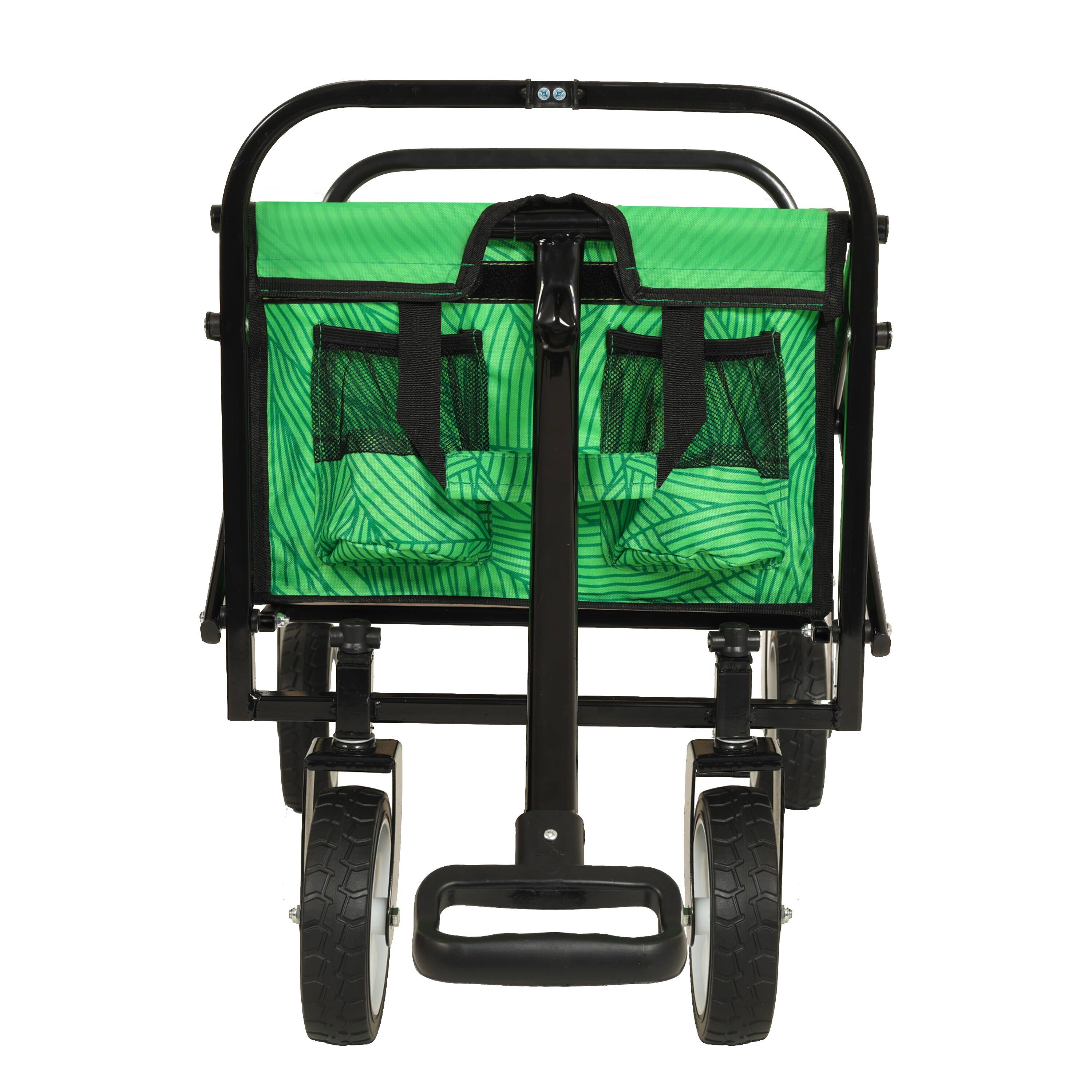 Alt View 1. APRILSOUL - Minimeetall Colorful Collapsible Foldable Wagon Cart with strapping system Supports 225lbs green line - Green.