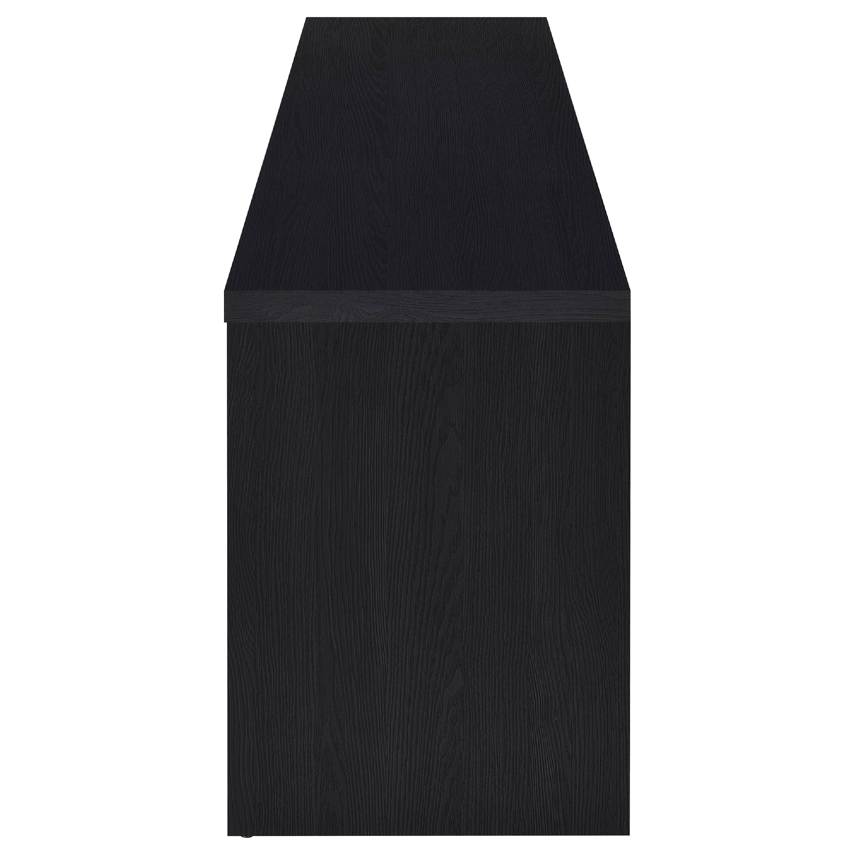 Alt View 4. Manhattan Lane - Winie TV Stand Media Console, 2 Doors, Open Shelf, Black Wood 60 Inch - Black.