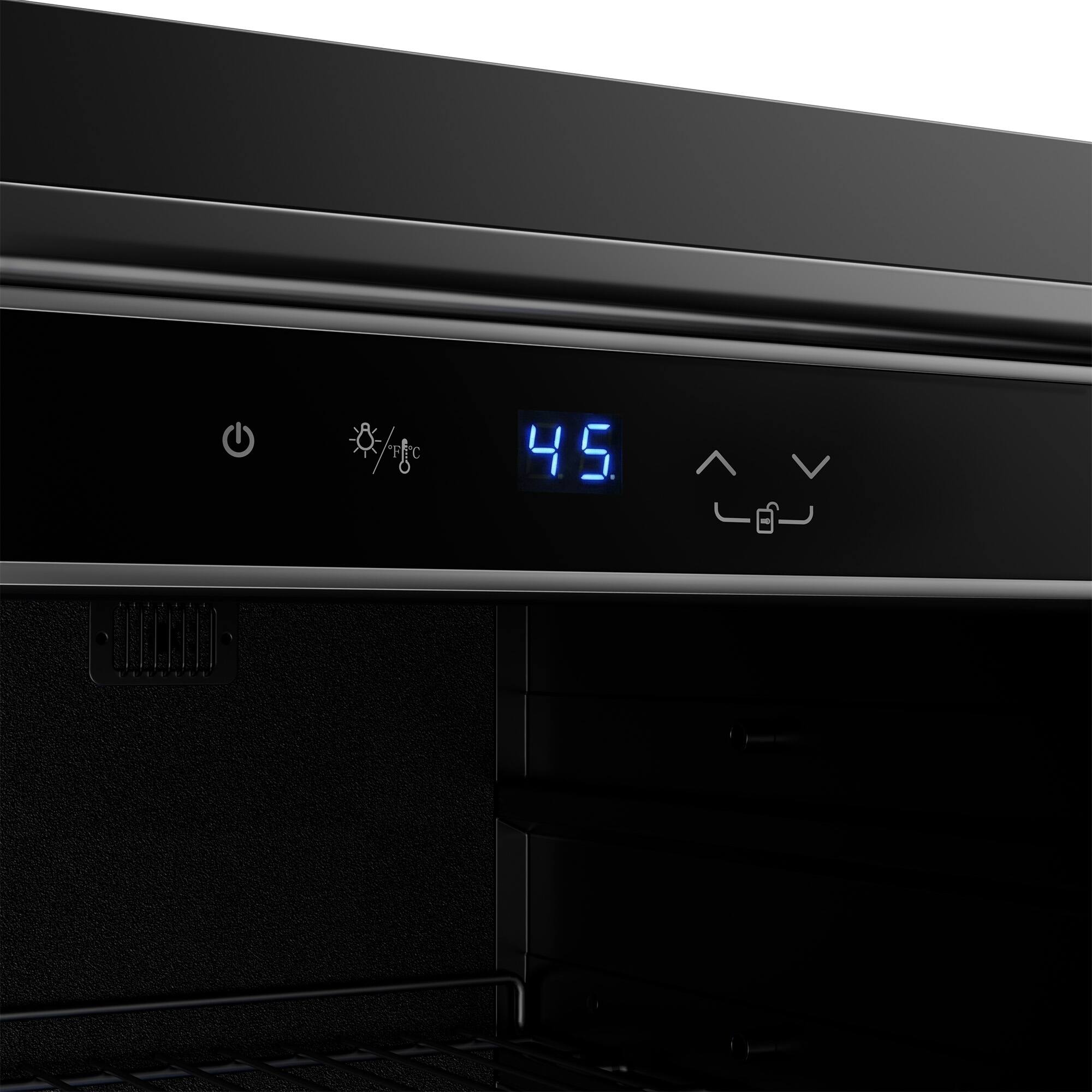 Alt View 2. Empava - 23.4 In. 140 Can Built-in / Freestanding Beverage Cooler Fridge W/ Temp Controls, Adjustable Shelves In Black - Black.