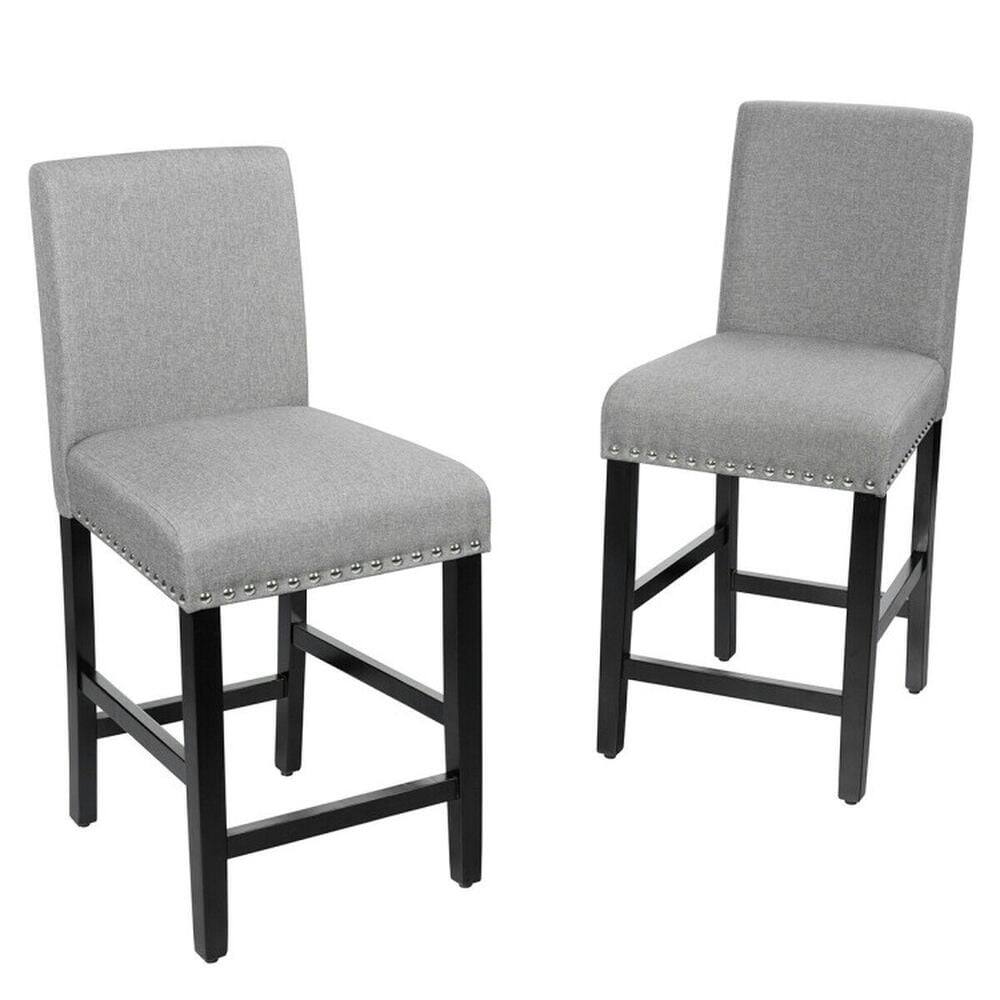 Alt View 2. Kadyn - 25 In Kitchen Chairs with Rubber Wood Legs-Gray, for Kitchen Island & Dining Room - Gray.