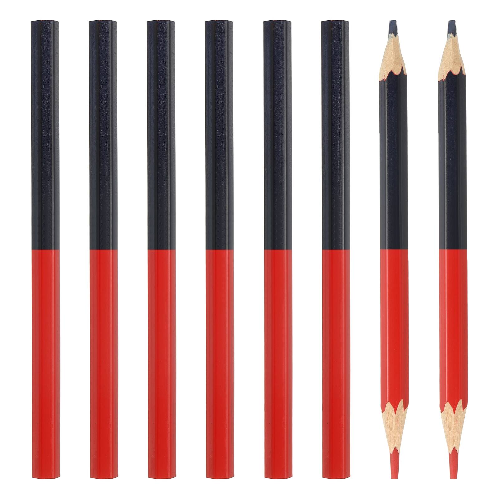 Front. Unique Bargains - Colored Pencil, 8pcs Wooden Pencils HB Graphite Double-Ended for Office, Eng, Writing, Art, Drawing, Paint, Woodwork - Red Blue.