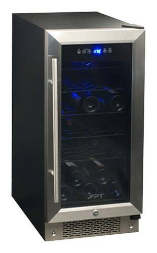 Front Standard. SPT - 32-Bottle Wine and Beverage Cooler - Black/Stainless-Steel.