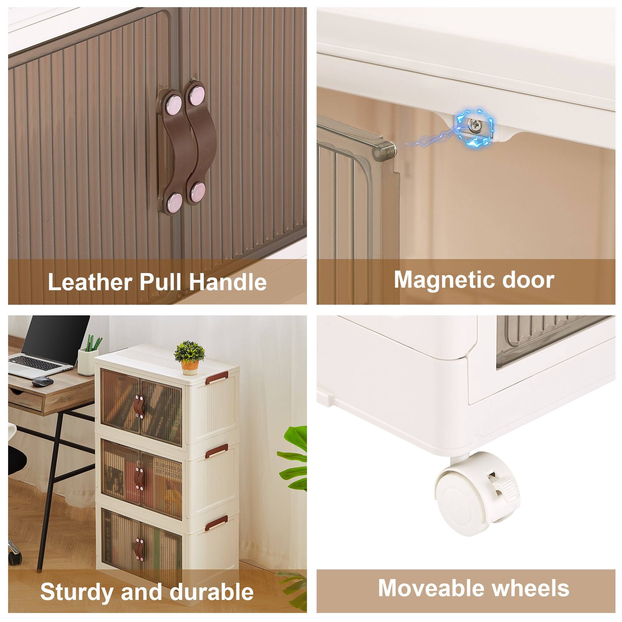 Leather Pull Handle  
Magnetic door  
Sturdy and durable  
Moveable wheels