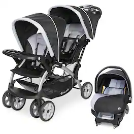 Baby Trend - Sit N Stand Travel Double Baby Stroller and Car Seat Combo, Stormy