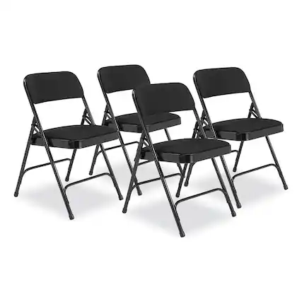 Front. National Brand - 2200 Series Fabric Dual-Hinge Folding Chair Supports 500 lb Midnight Black Seat/Back Black Base 4/Carton - Black.