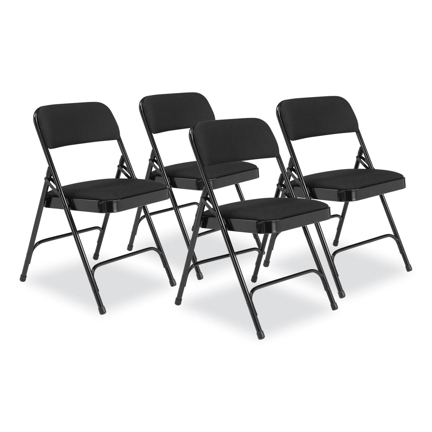 Front. National Brand - 2200 Series Fabric Dual-Hinge Folding Chair Supports 500 lb Midnight Black Seat/Back Black Base 4/Carton - Black.