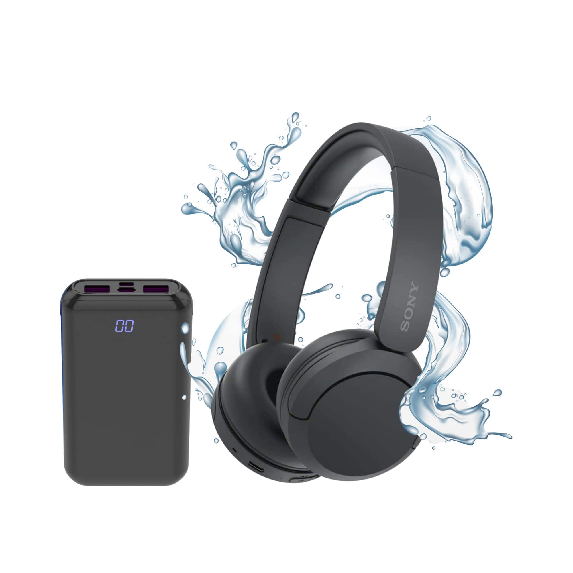 Front. Sony - Sony WH-CH520 Compact Wireless Bluetooth On-Ear Headphones (Black) bundle - Black.