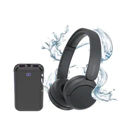 Front. Sony - Sony WH-CH520 Compact Wireless Bluetooth On-Ear Headphones (Black) bundle - Black.
