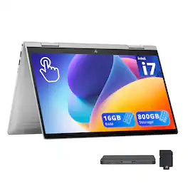 HP - Envy 2-in-1 14" FHD Touch Laptop,Intel i7-1355U,16GB RAM,512GB SSD+256GB Dock Set,Iris Xe Graphics,Win 11 - Silver