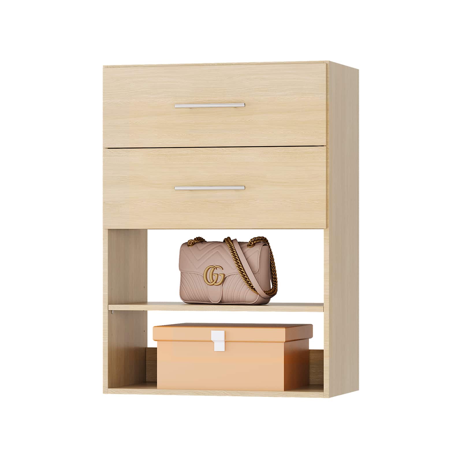 Roomtec - 31.5 in Wood 2 Drawer Short Tower Closet Unit-Customizable Wall Mounted Modular Closet System Bedroom Closet - Wood