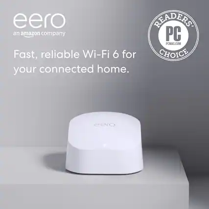 eero, an Amazon company, offers fast, reliable Wi-Fi 6 for your connected home. The product has been recognized as a PCMAG.COM CHOICE.