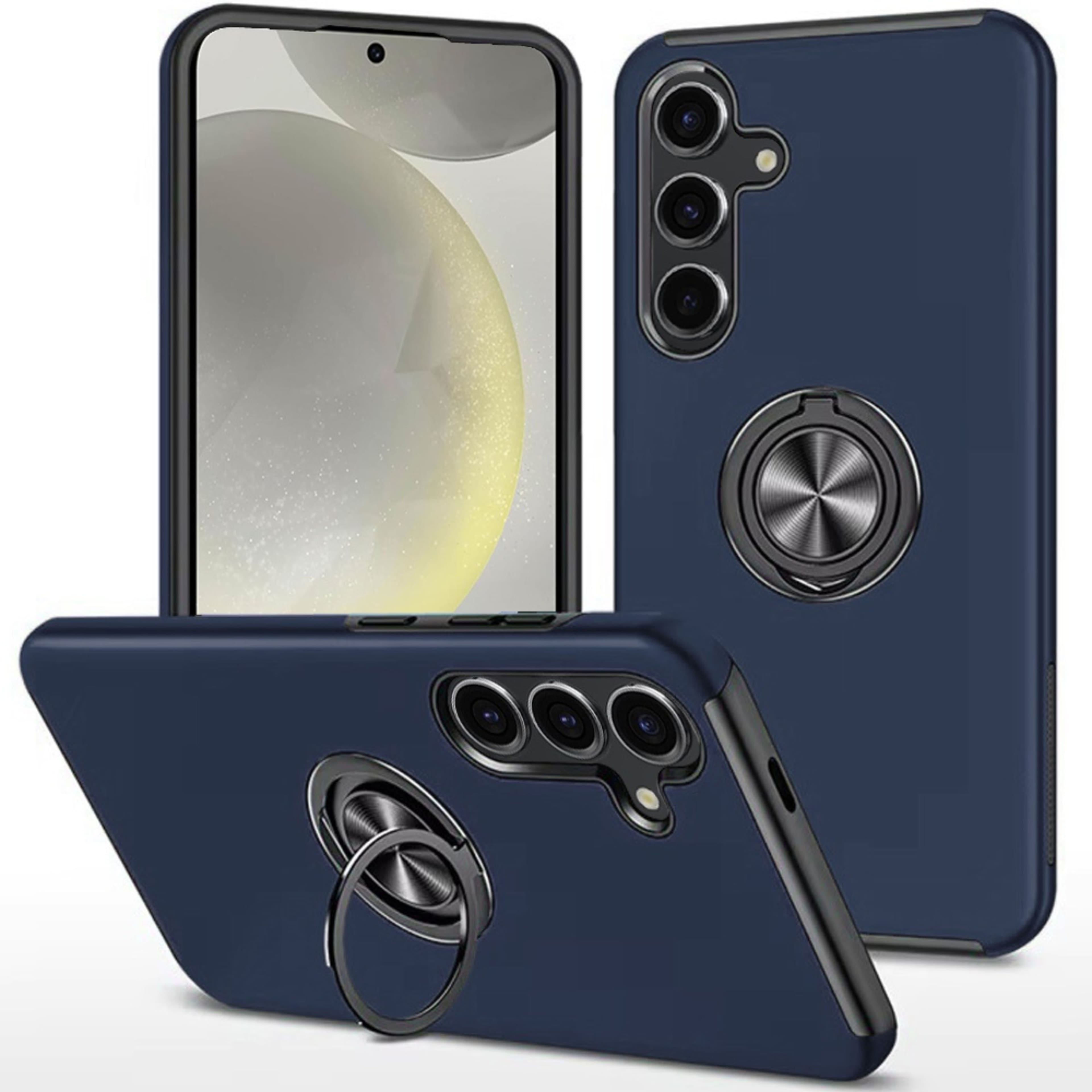 Kitcheniva - Rubber Dual Layer Magnetic Ringstand Plus Tempered Glass For Samsung S25 Plus/S24 Plus Dark - Blue price history on PriceWatchPro