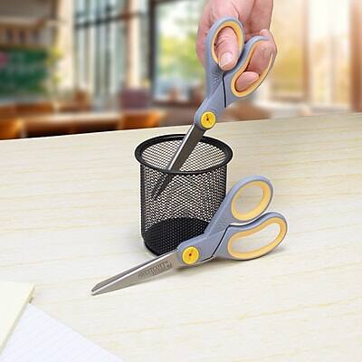 Alt View 3. Westcott - Titanium Bonded 8" Titanium Heavy Duty General Purpose Scissor, Pointed Tip, 2/Pack - Gray/Yellow.