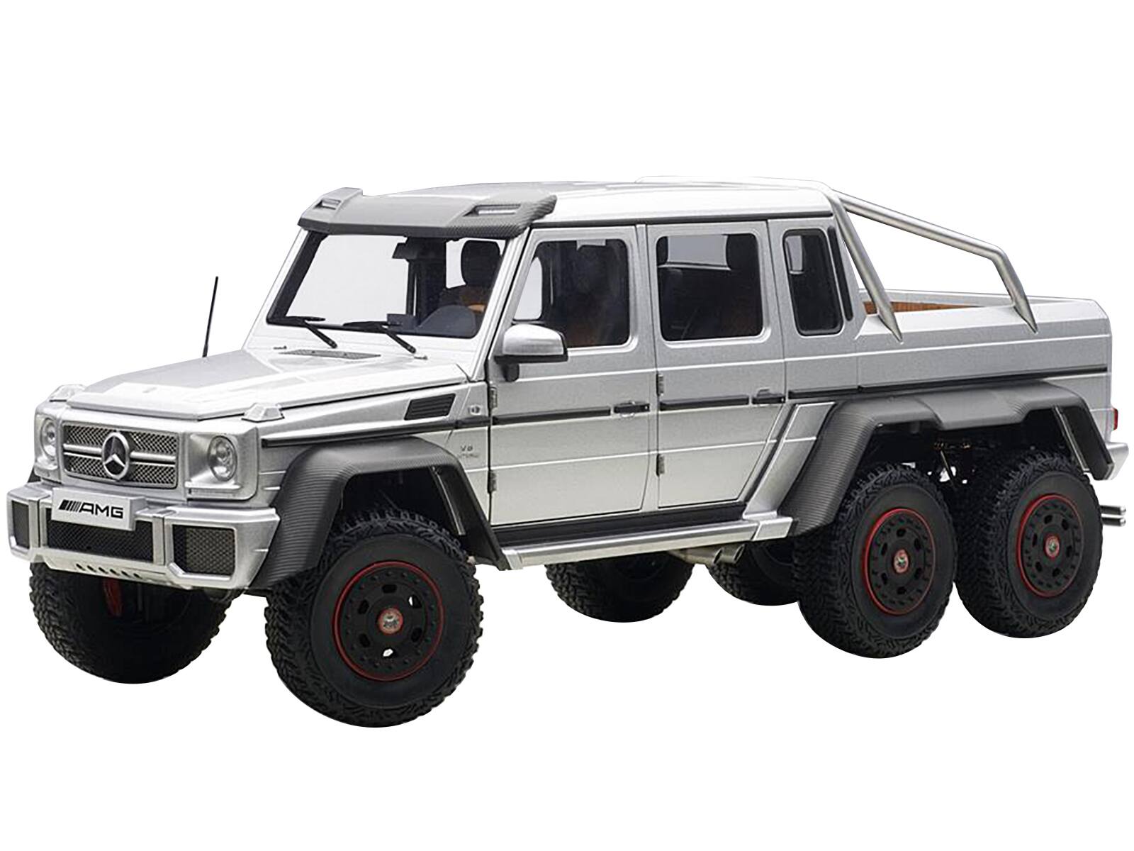 Front. Autoart - Mercedes G63 AMG 6X6 Silver 1/18 Model Car by Autoart.
