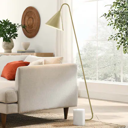 Front. Modway - Ayla Marble Base Floor Lamp by Modway - Satin Brass.