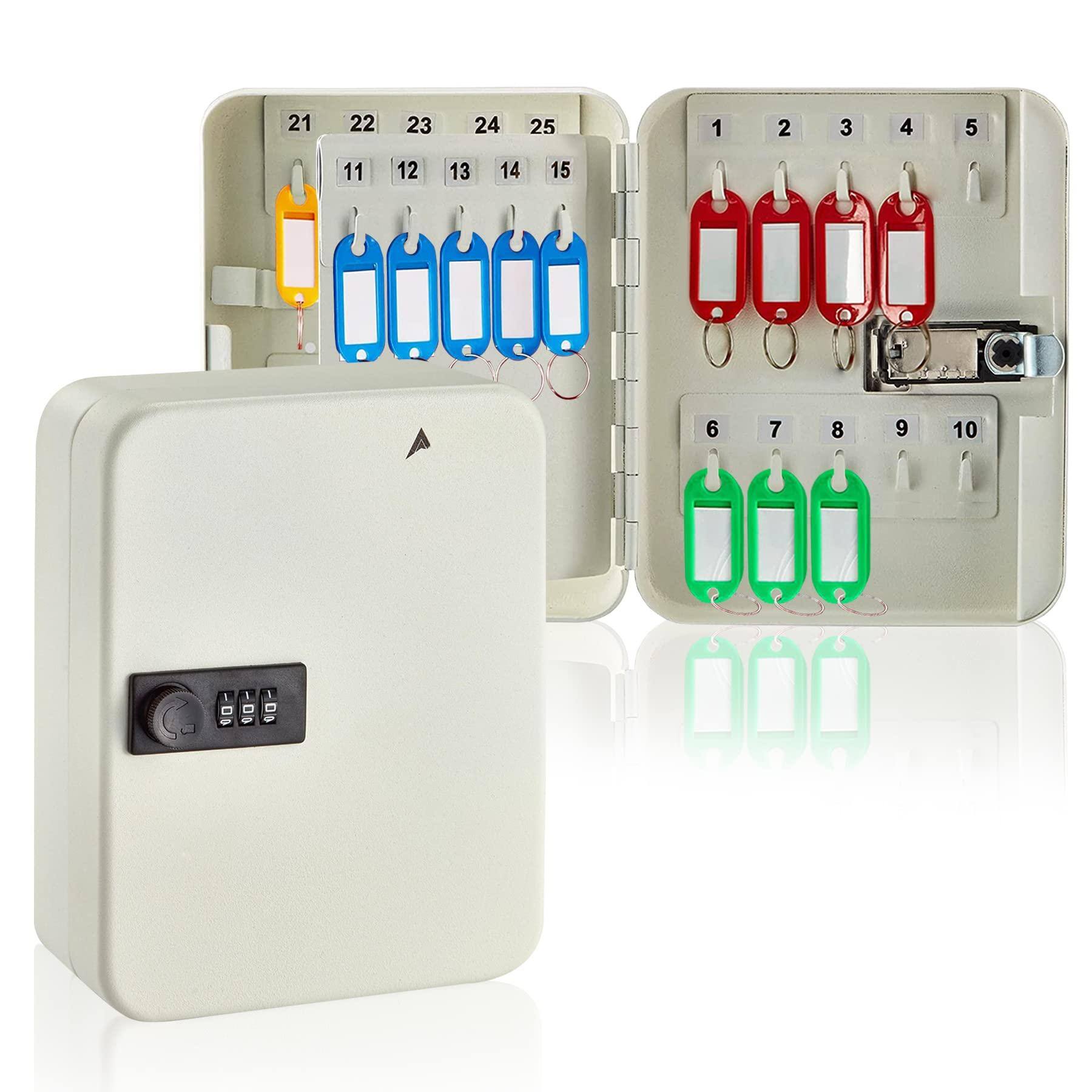 Front. Reds Spade - AdirOffice Key Lock Box - 48 Hook Wall Mounted Key Cabinet Holder, Lockable Storage - Metal Organizer for H... - White 30 Key.