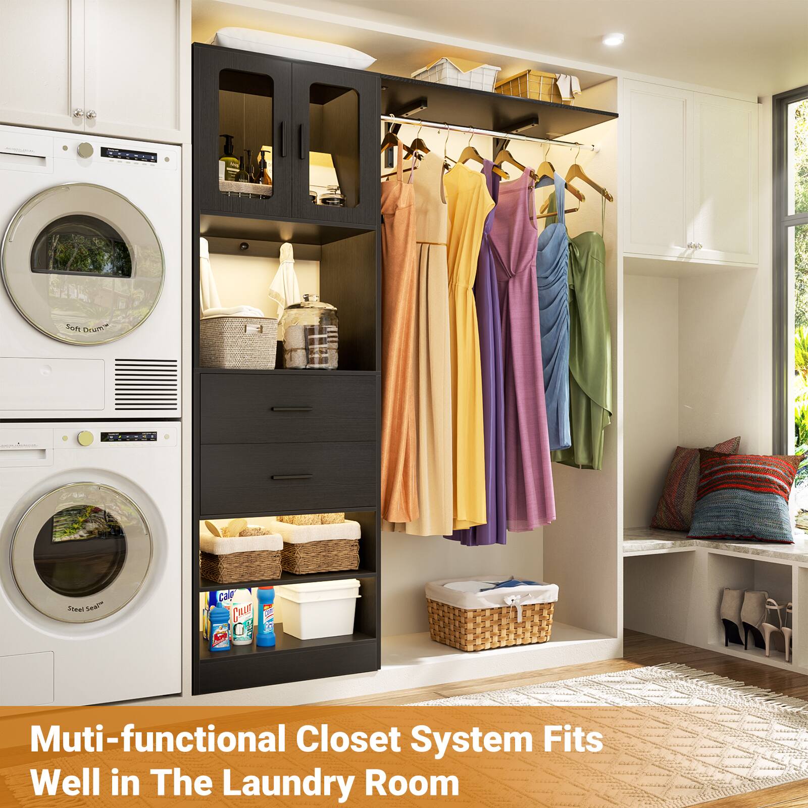 Multi-functional Closet System Fits Well in The Laundry Room