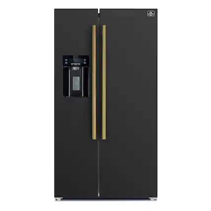Front. Forno Appliances - Salerno 20 Cu. Ft. Side-by-Side Counter-Depth Refrigerator with Ice and Water Dispenser - Black.