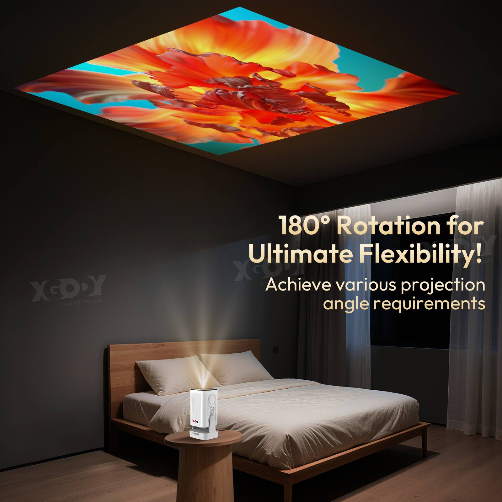 XCOY People Linking 180° Rotation for Ultimate Flexibility!  
Achieve various projection angle requirements