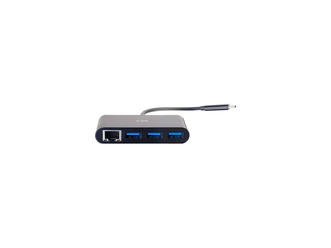 Alt View 1. Cables to Go - C2g Usb C Hub With Ethernet - 3-Port Usb Hub - Black.