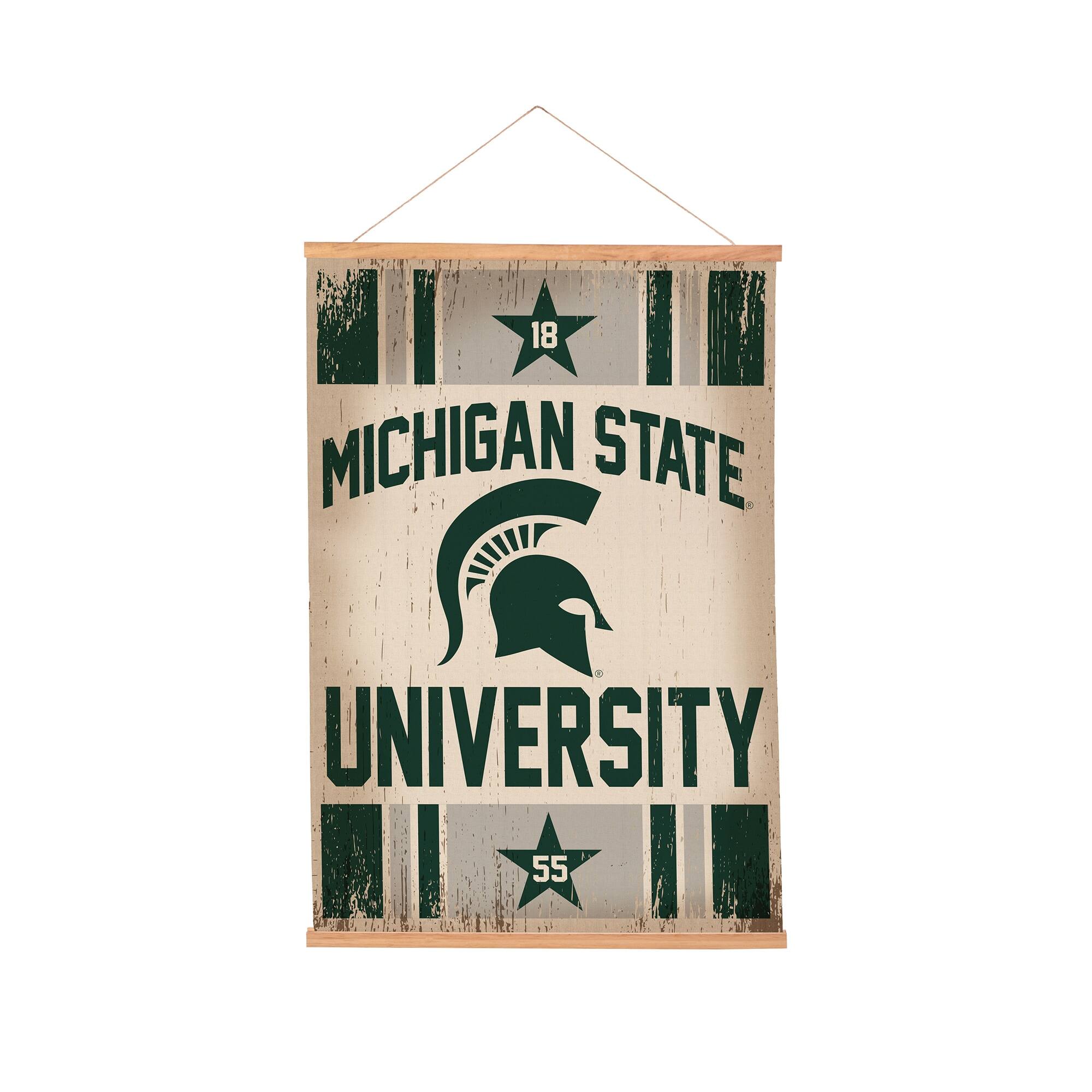 Michigan State Spartans 24" x 36" Antique Style Canvas Wall Art Tapestry with Wood Frame