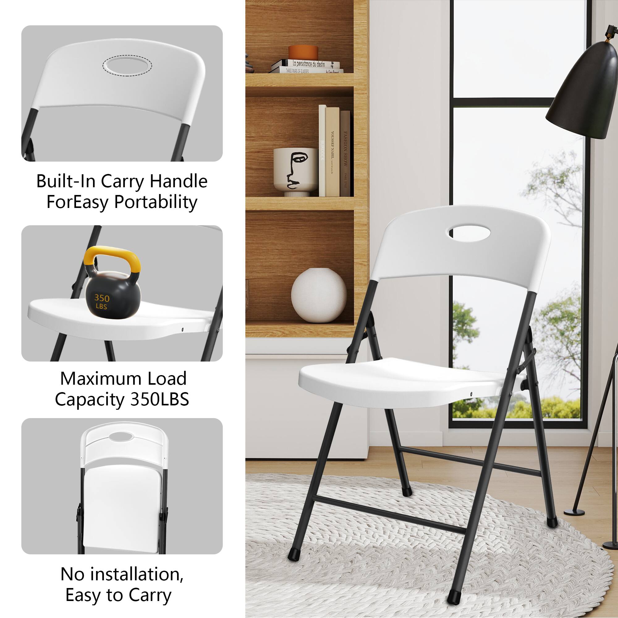 - Built-In Carry Handle For Easy Portability
- Maximum Load Capacity 350LBS
- No installation, Easy to Carry