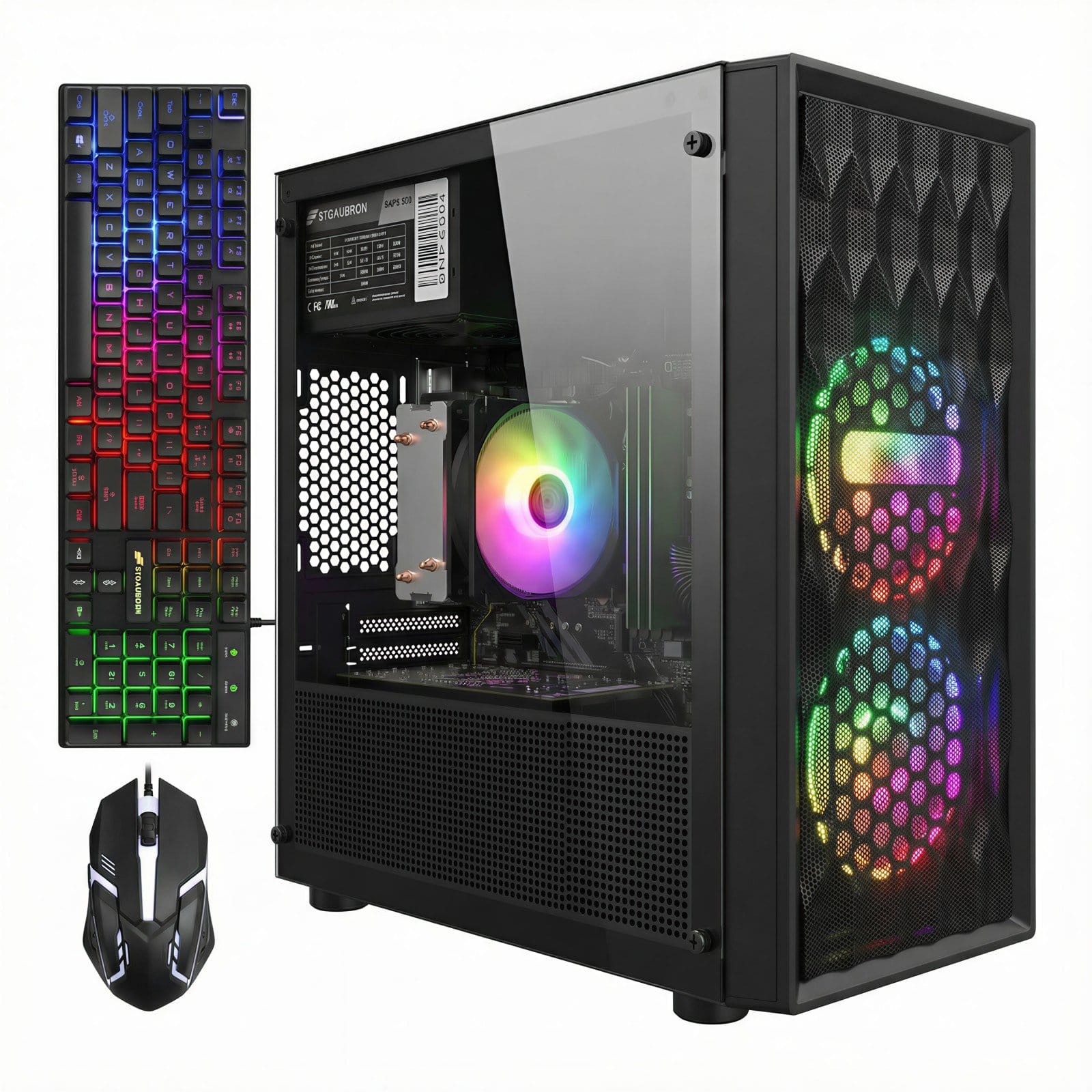 STGAubron - Gaming Desktop PC, Intel Core i5-9400F up to 4.3GHz, Radeon RX 580 8G, 16GB DDR4, 1TB SSD, WiFi 6, Win11H - Black
