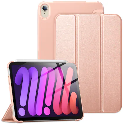 Front. DTTO - Case for iPad mini 7 (A17 Pro) Case 2024, iPad mini 6th Generation Case 2021, Slim Trifold Stand Hard Cover case - Rose Gold.