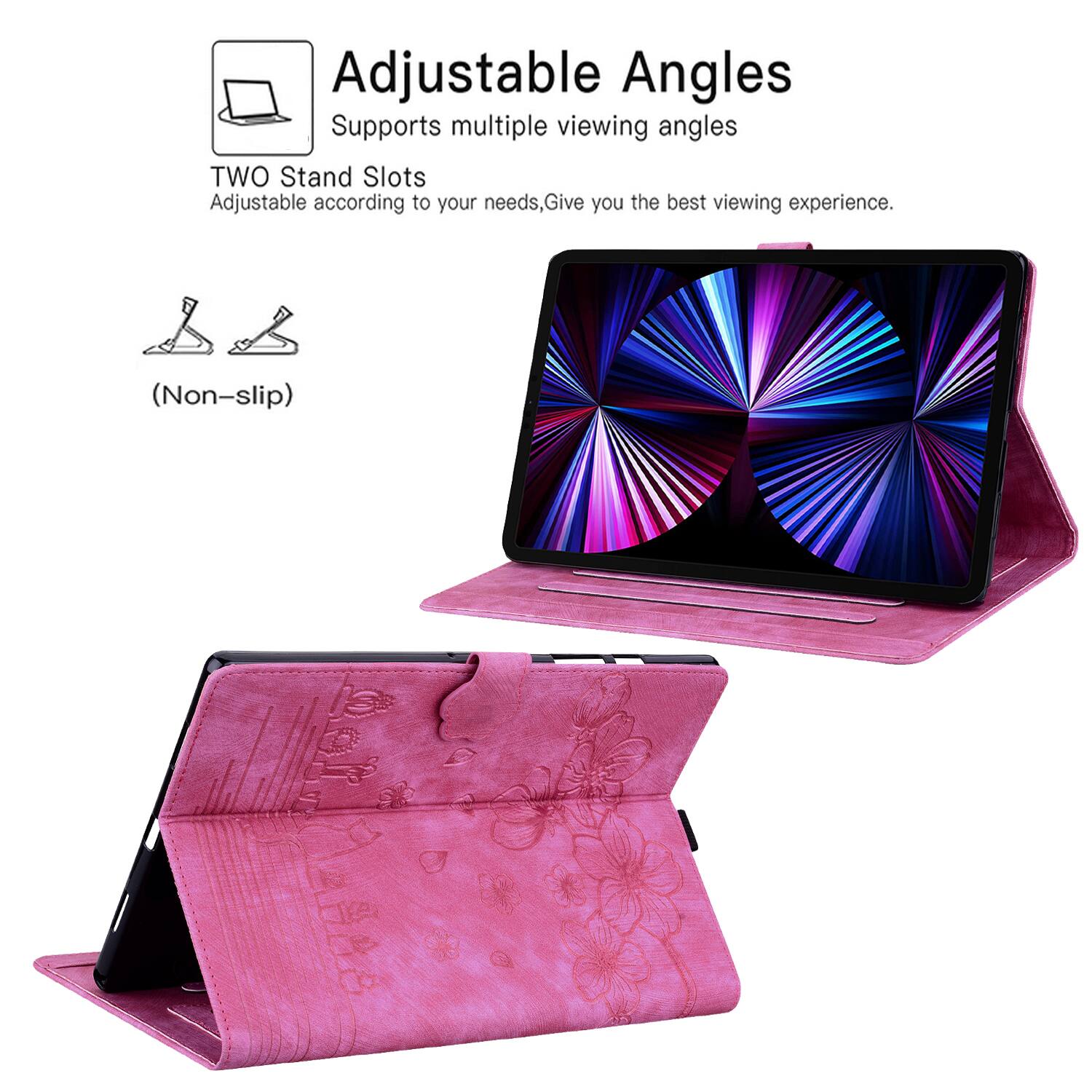 Adjustable Angles  
Supports multiple viewing angles  
TWO Stand Slots  
Adjustable according to your needs, Give you the best viewing experience.  
(Non-slip)