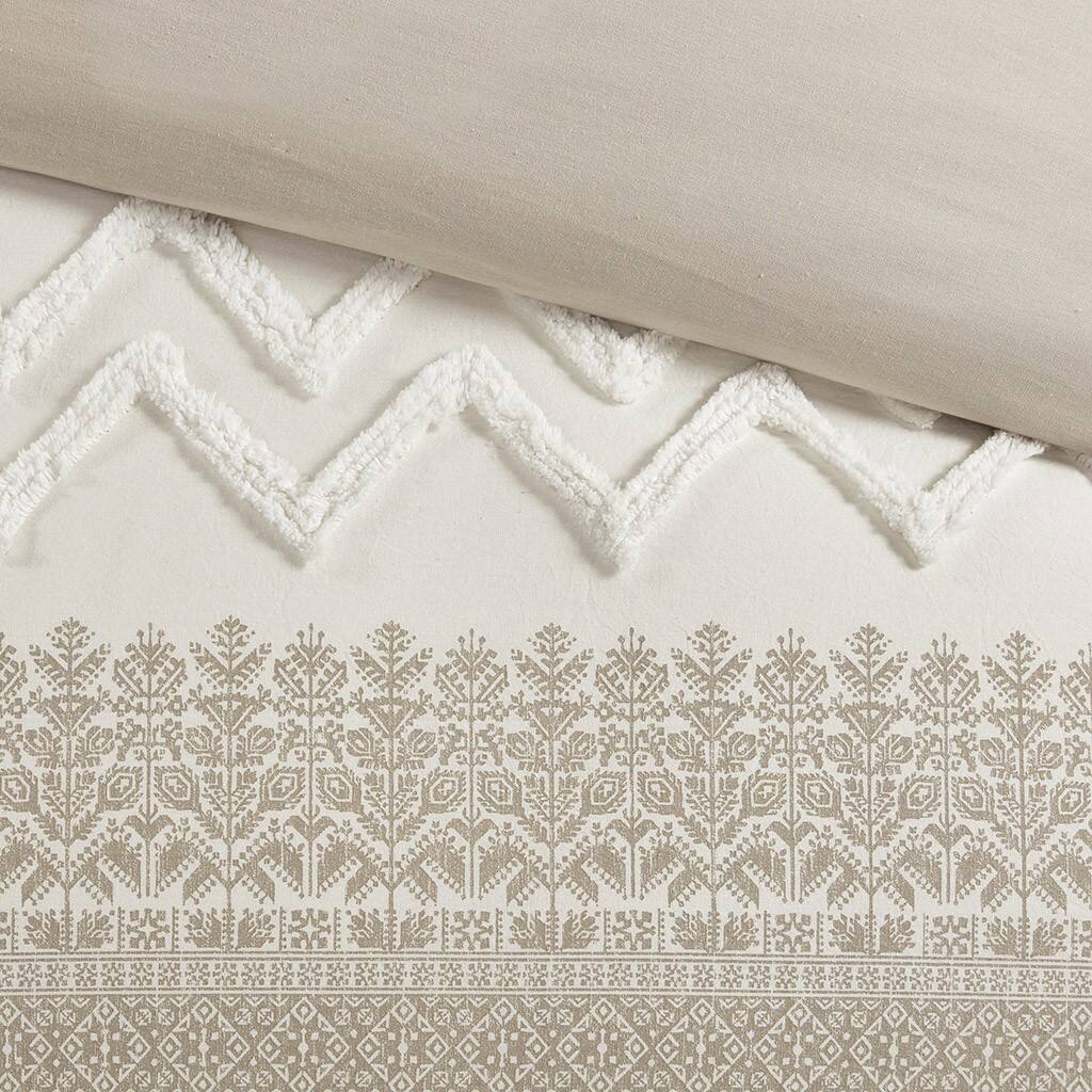 Alt View 5. Gracie Mills - Gracie Mills Robbins Chenille Tufted 3-Piece Cotton Duvet Cover Set - Taupe.