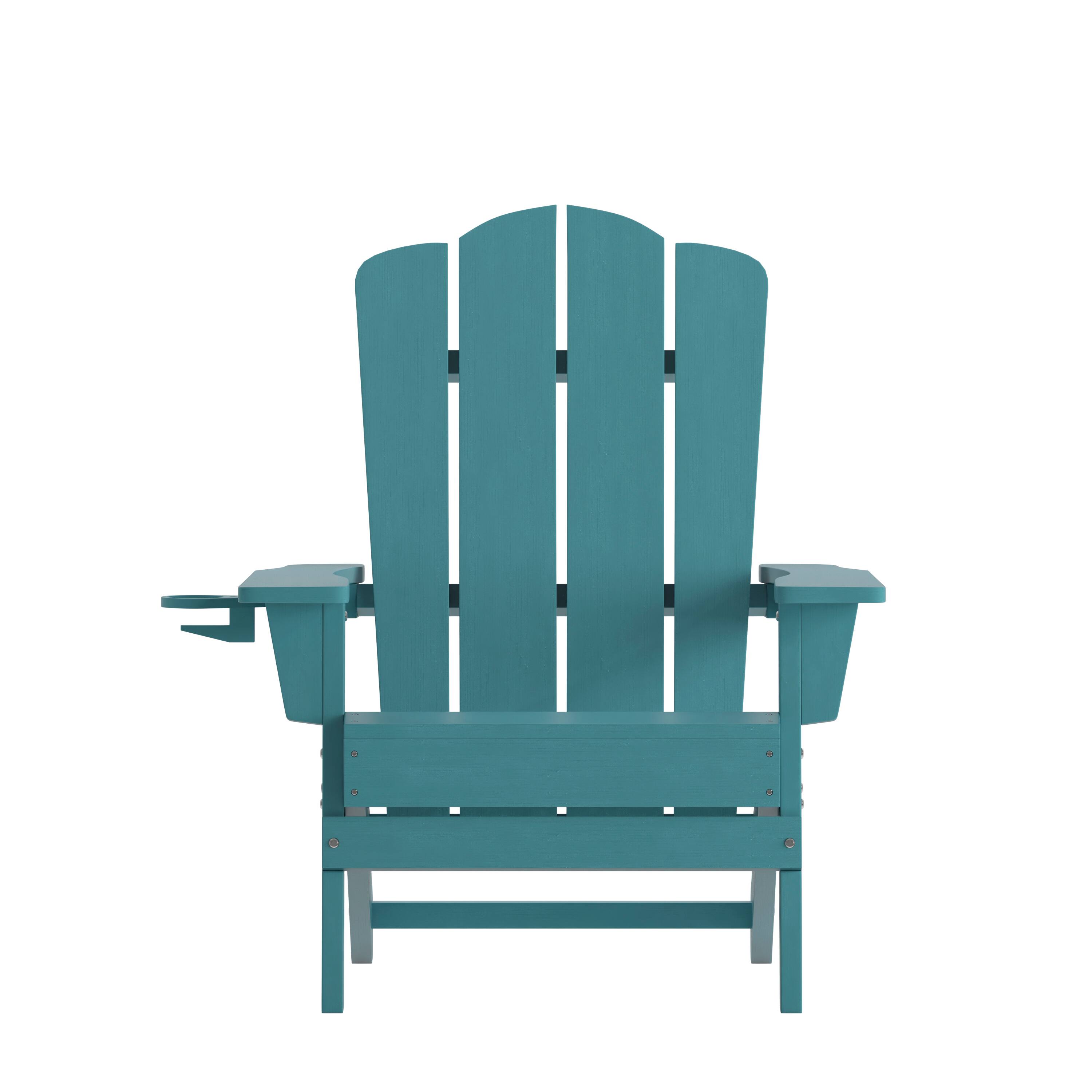 Alt View 9. Emma + Oliver - Tiverton Adirondack Chair with Cup Holder, Weather Resistant HDPE Adirondack Chair - Blue.