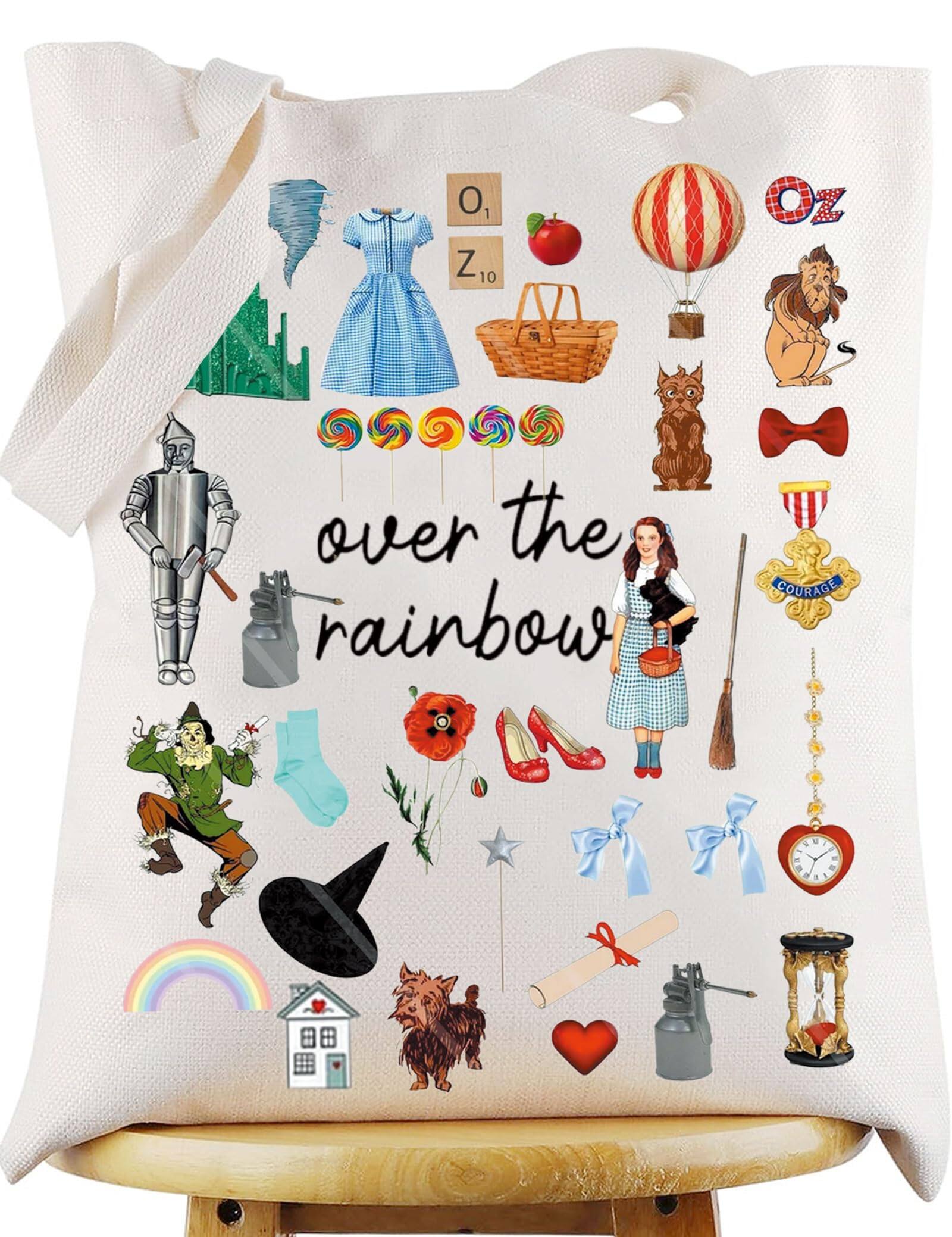 DORLUKFU - Dorothy Gale Tote Bag Scarecrow &Tin Man Fans Gift Over The Rainbow Dorothy Shoulder Bag Cowardly Lion Merchandise - Over Rainbow-t
