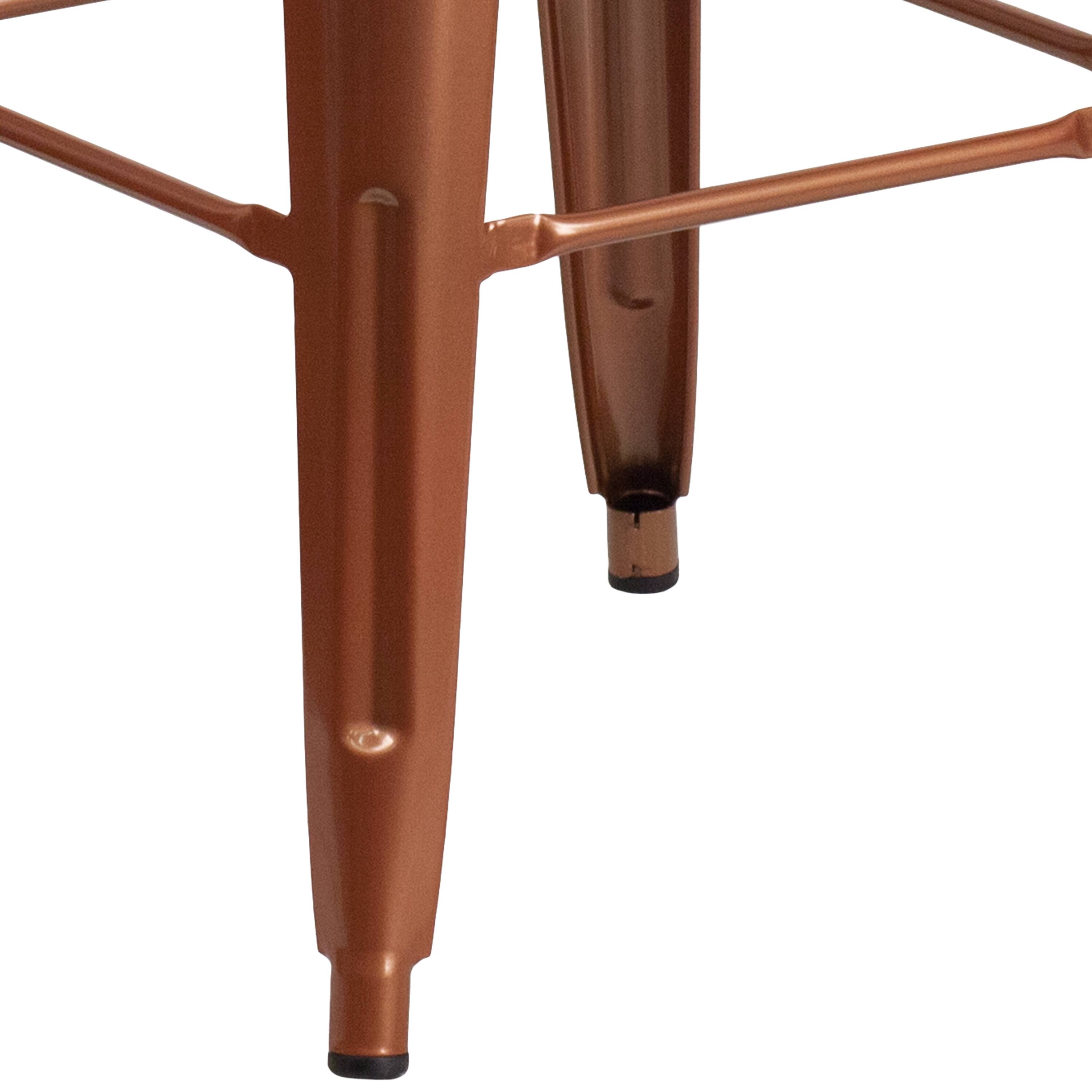 Alt View 5. Emma + Oliver - Commercial Grade 30"H Backless Metal Indoor-Outdoor Barstool with Square Seat - Copper.