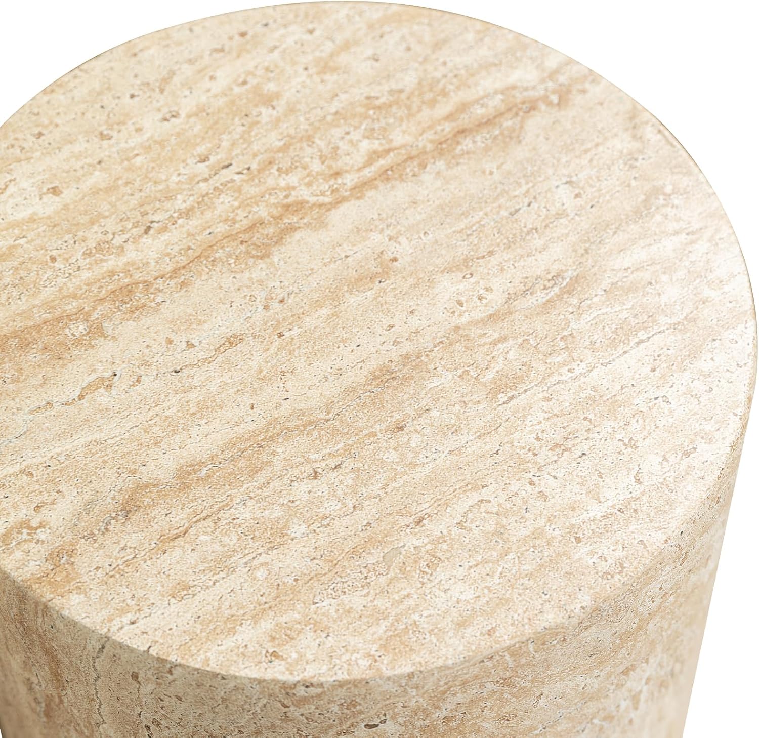 Alt View 3. LeisureMod - Vintara 18" Modern Cylindrical Round Fiberstone Side Table, Accent End Table with Floor Protection for Living Room - Travertine.