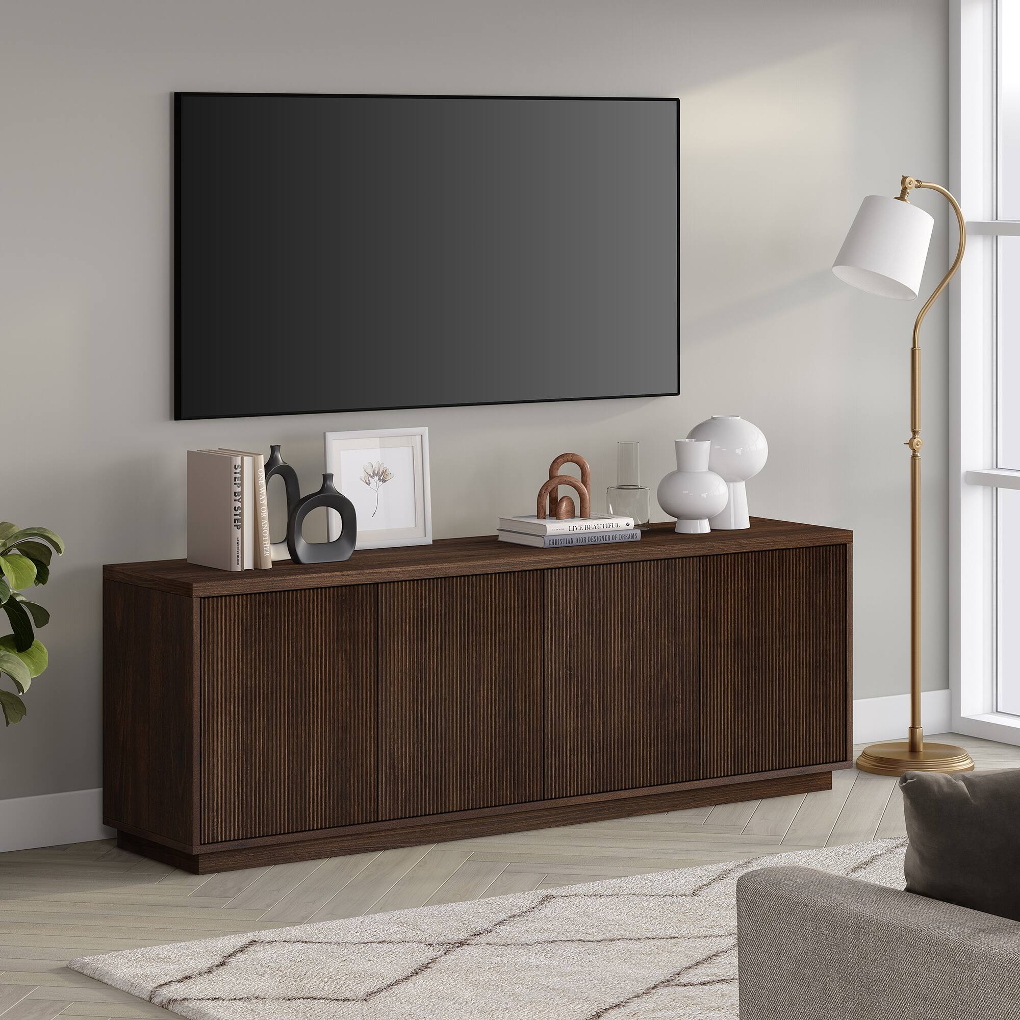 Alt View 35. Hudson&Canal - Hanson TV Stand for Most TVs up to 75" - Alder Brown.