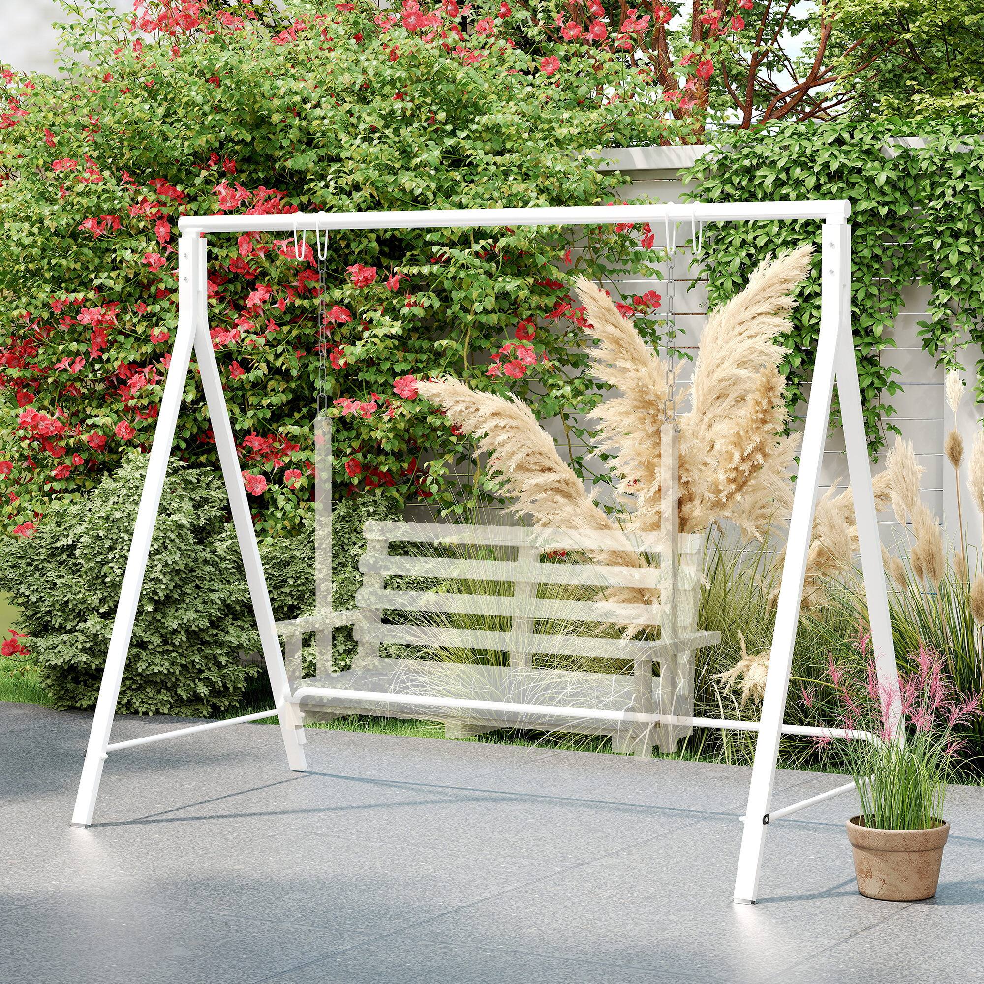 Angle. Outsunny - Outsunny Metal Porch Swing Stand Heavy Duty Swing Frame - White.