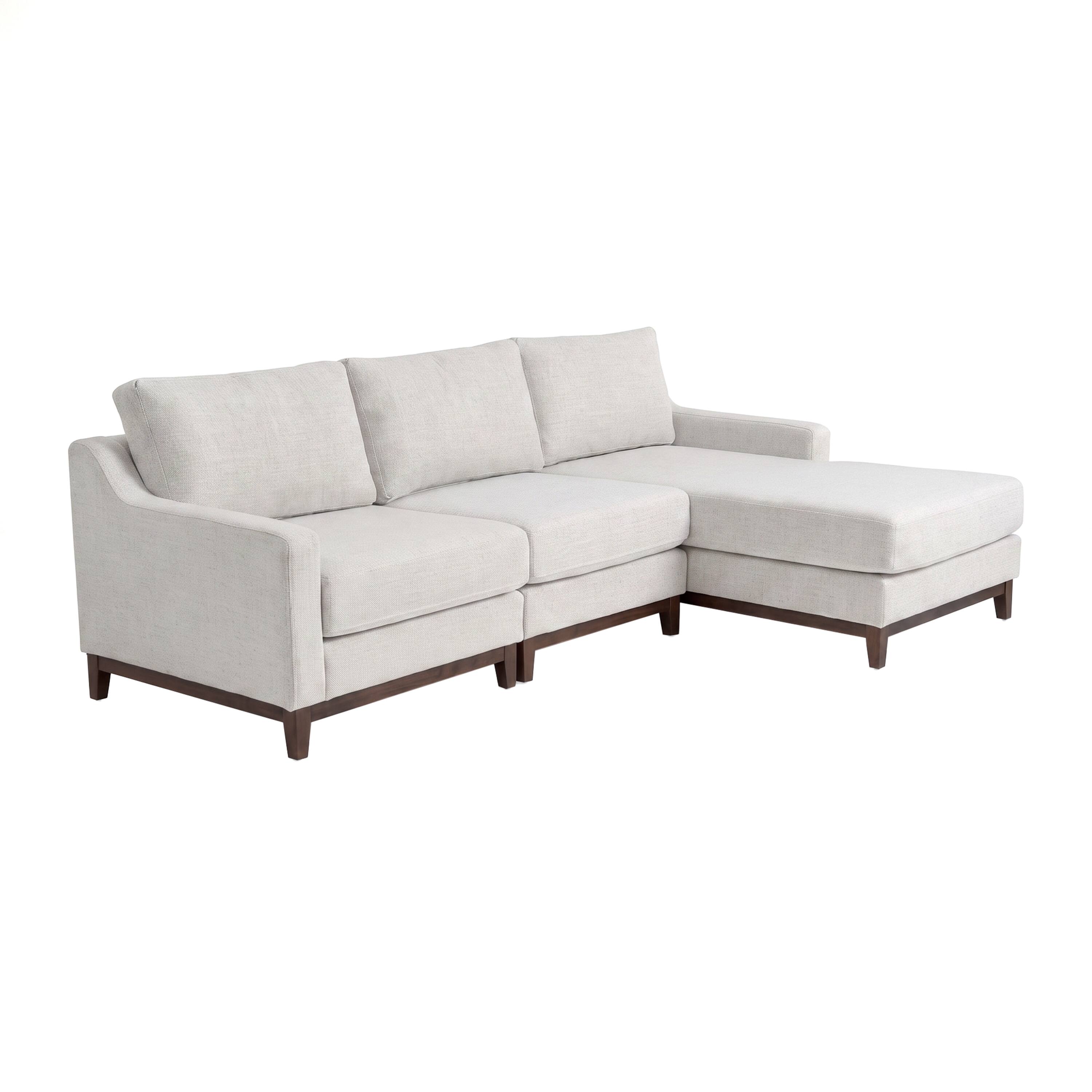 Alt View 1. Martha Stewart - 3-Piece Modular Right Armchair, Center Unit and Left Arm Chaise - Light Gray.