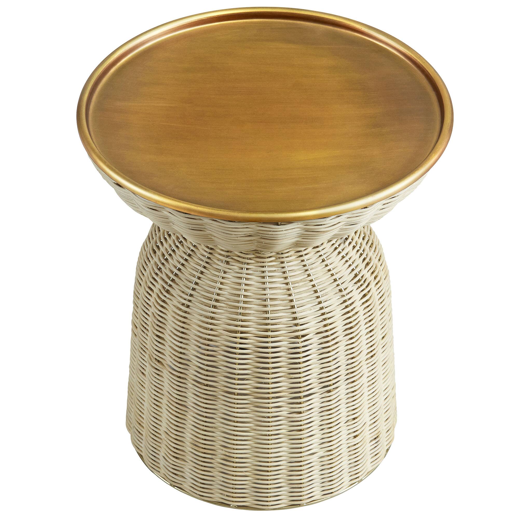 Alt View 2. Modway - Lazaro Round Rattan Side Table by Modway - Burnished Brass Natural.