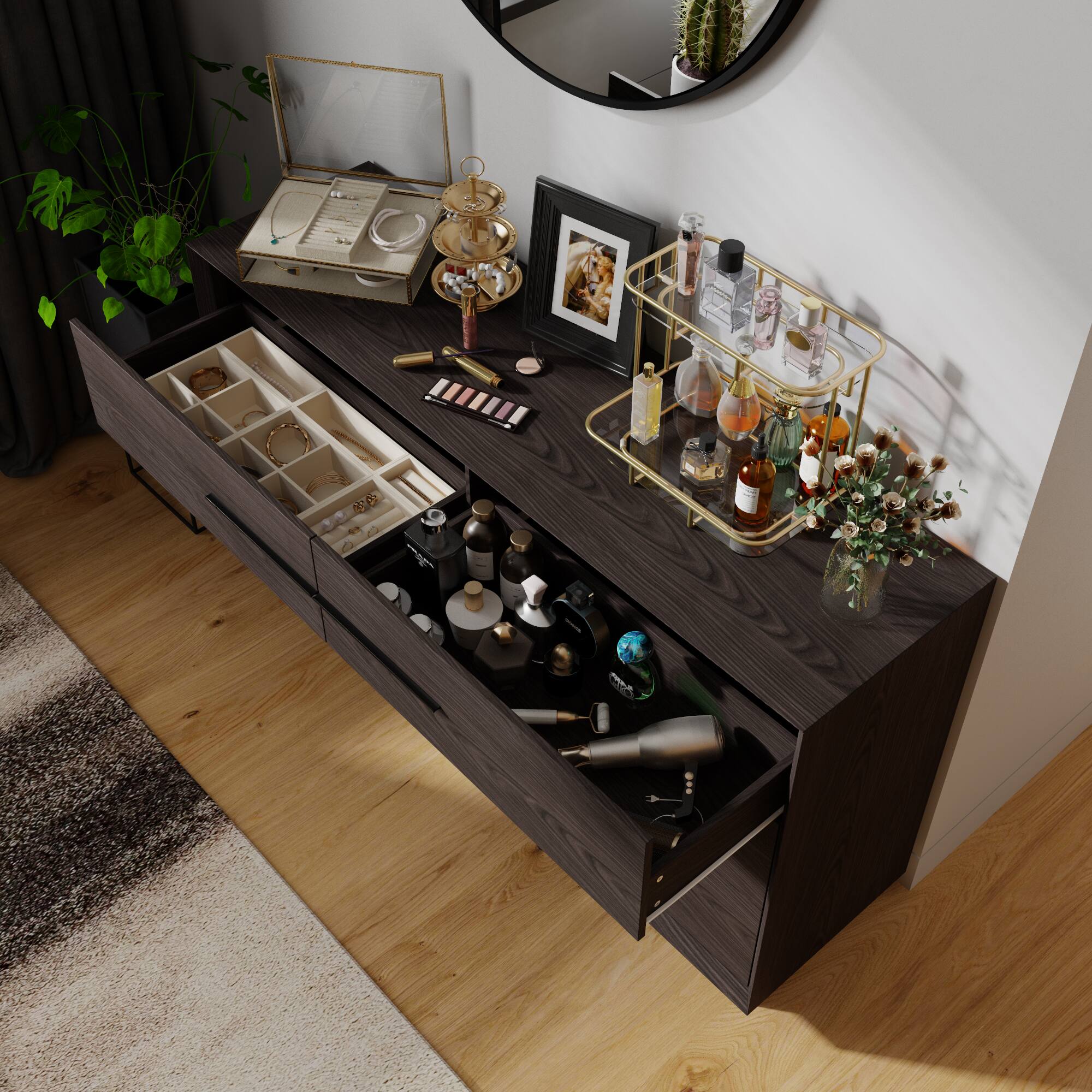 Alt View 6. Famapy - Famapy Wooden Dresser: Elevate Your Space with Organized Sophistication - Brown.
