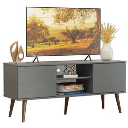 Madesa - TV Stand with 2 Doors and 2 Open Shelves with Cable Management 53"L Media Storage - Gray