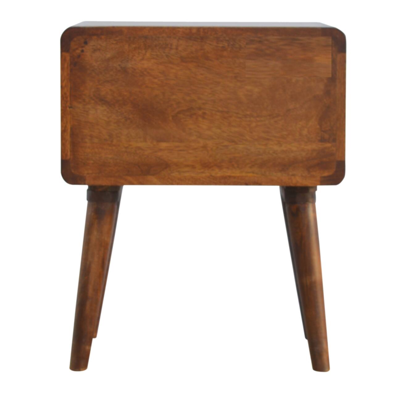 Alt View 5. Artisan Furniture - Artisan Furniture Solid Wood Curved Chestnut Nightstand, 2 Drawers, Nordic Legs - Chestnut.