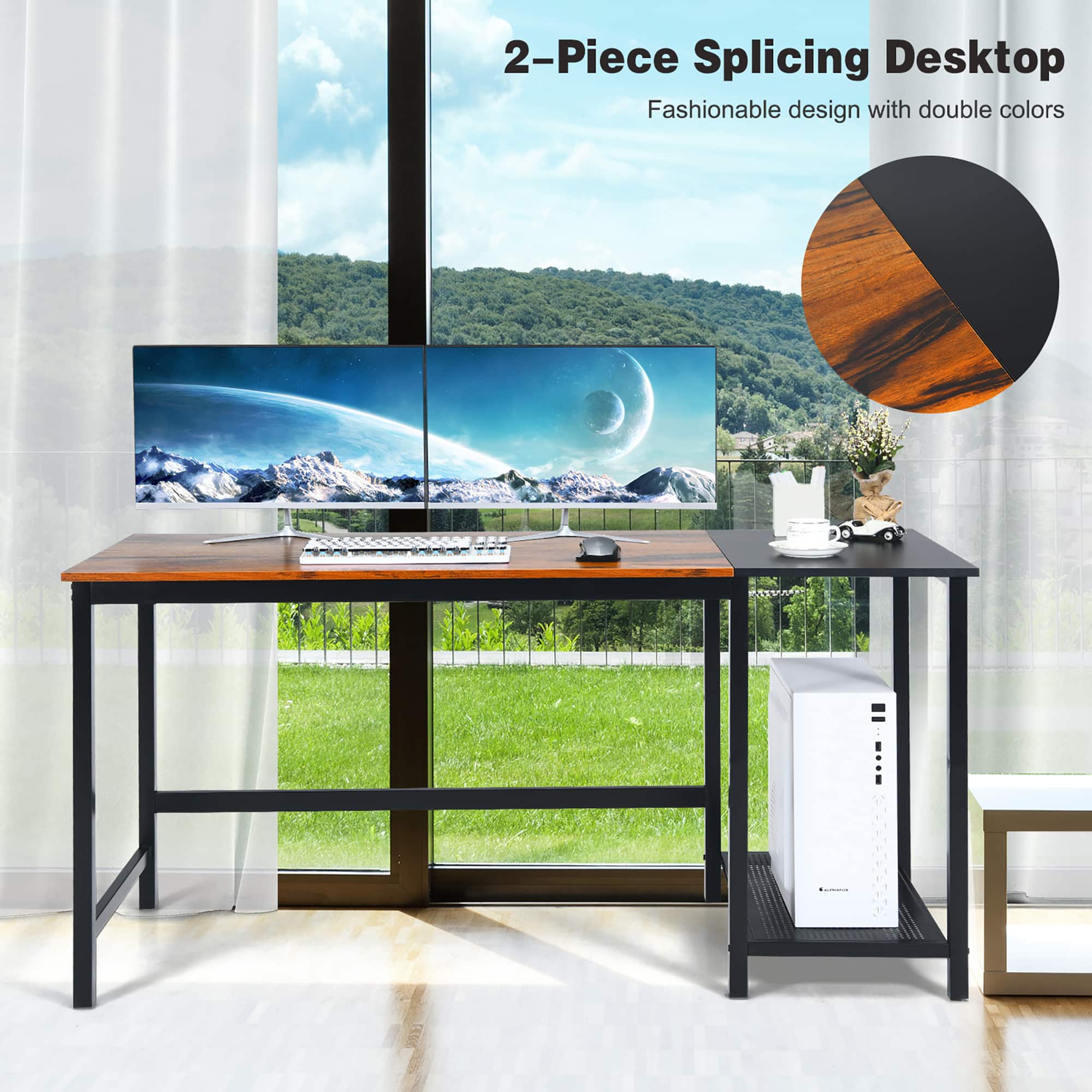 2-Piece Splicing Desktop: Fashionable design with double colors.