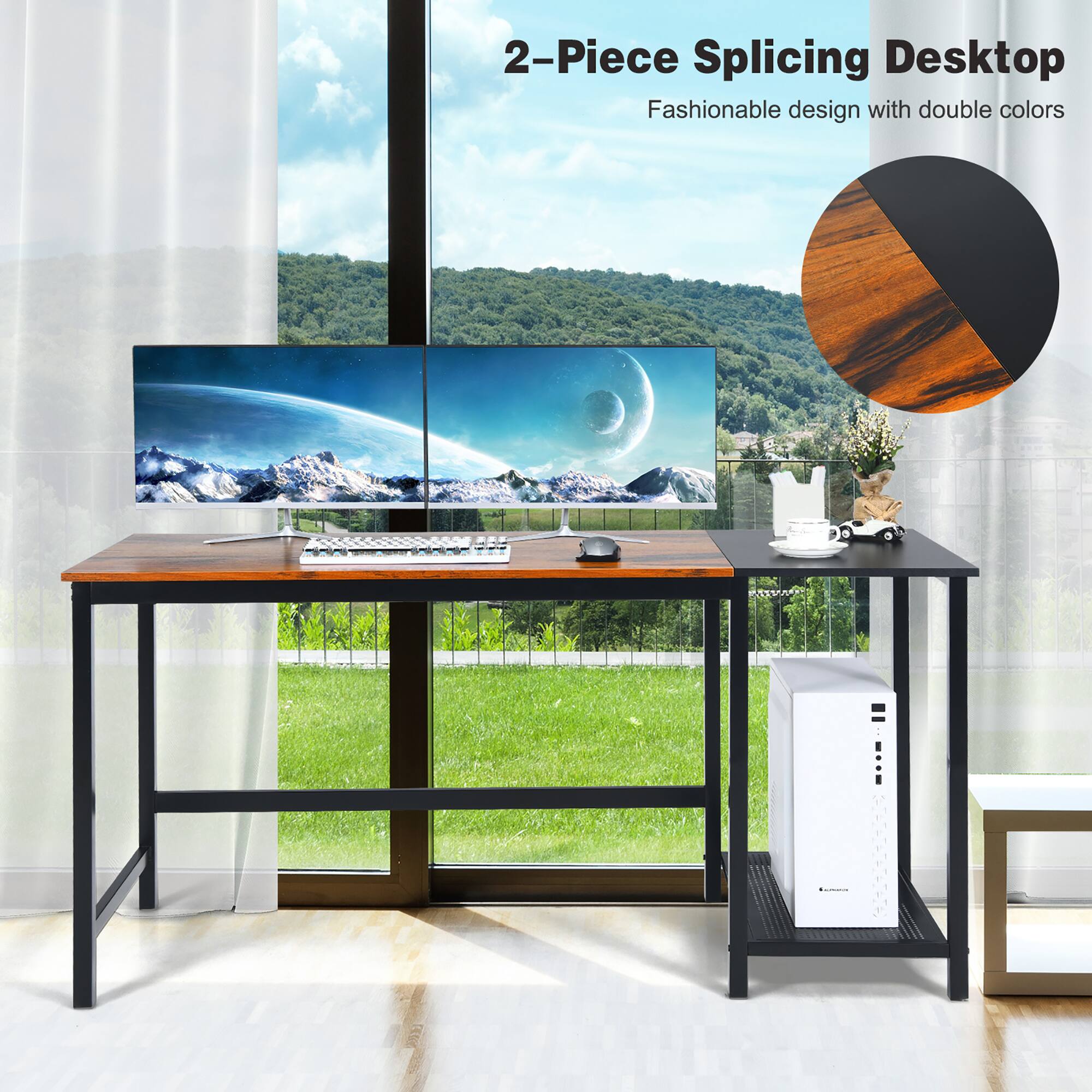 2-Piece Splicing Desktop: Fashionable design with double colors.
