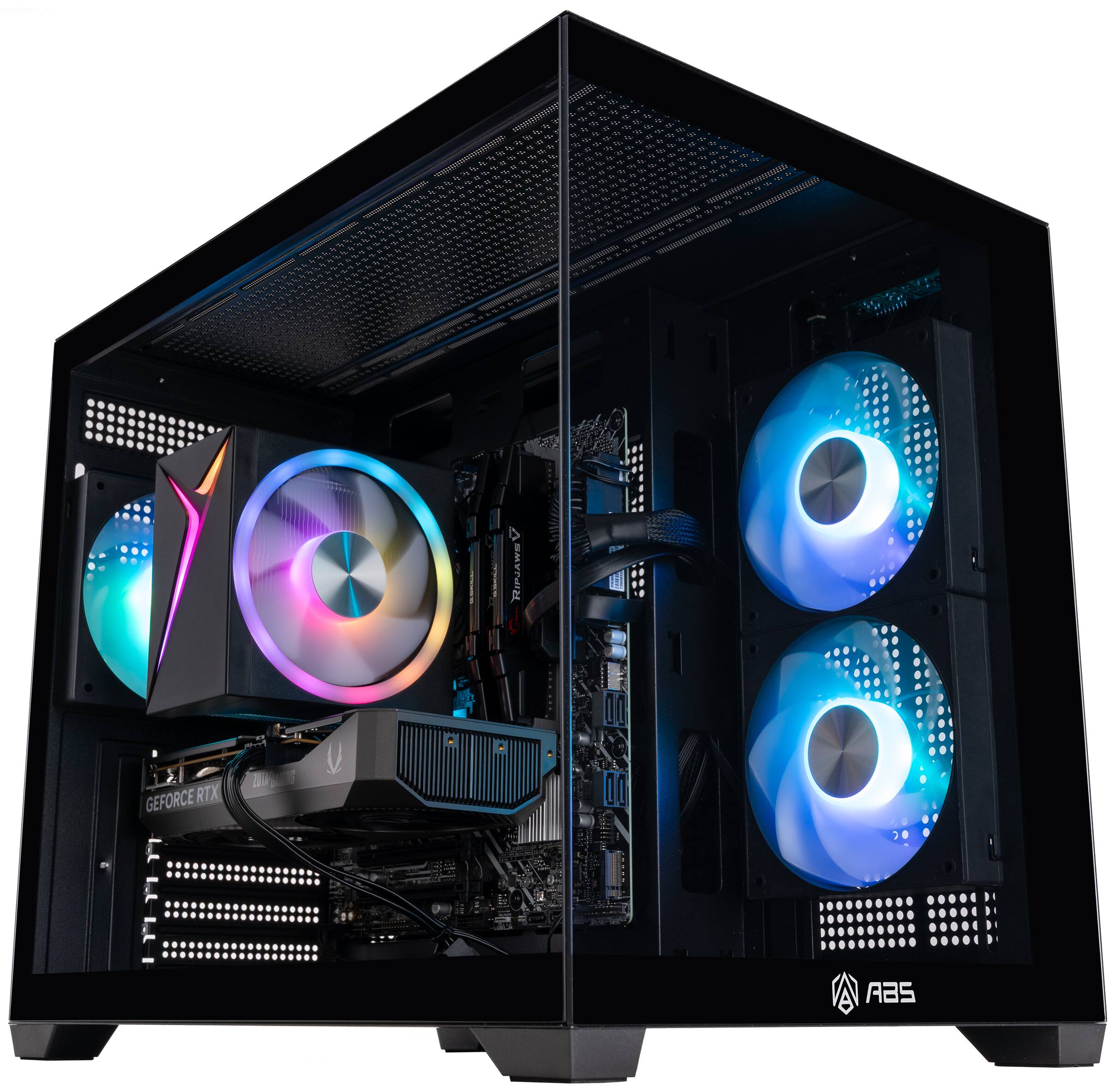 ADVANCED BATTLESTATIONS - ABS Flux II Aqua Gaming PC - Windows 11 - Intel Core i5-14400F - GeForce RTX 5060 - 32GB DDR4 3200MHz - 1TB - Black