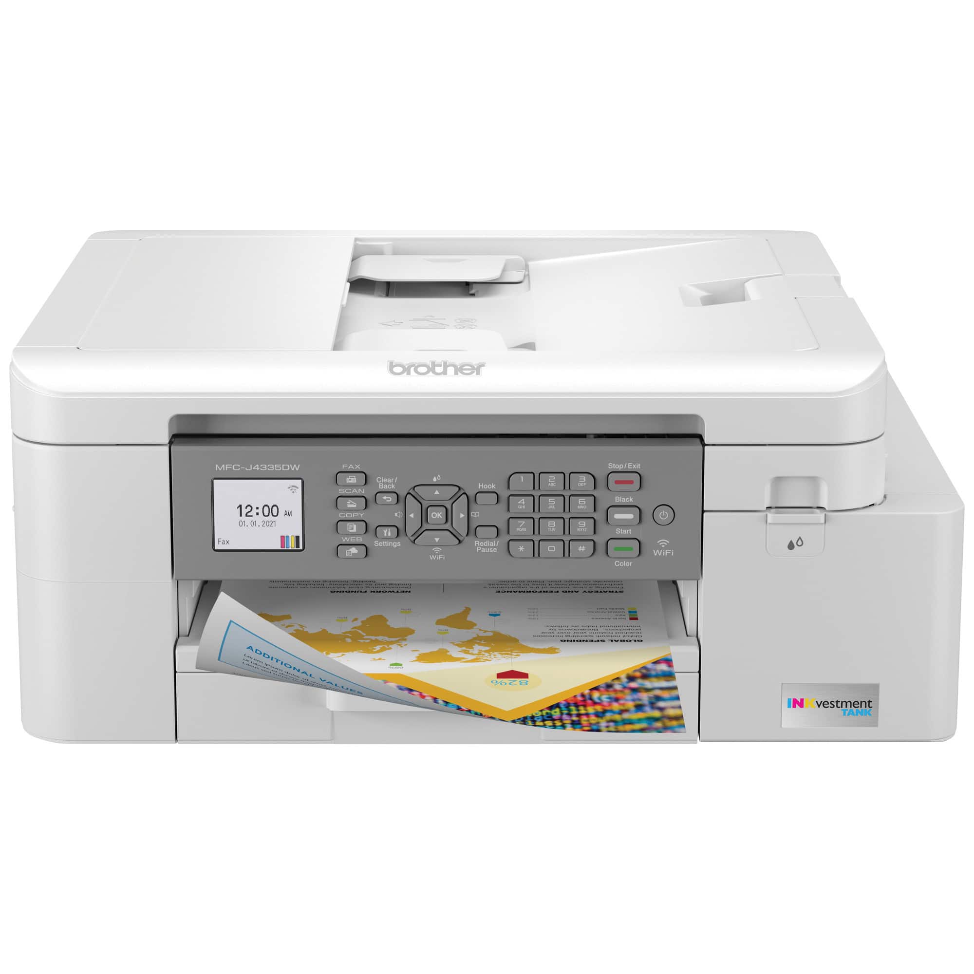 Brother - INKvestment MFC-J4335DW Wireless All-in-One Inkjet Printer with up to 1-Year of Ink In-box - White/Gray - Front_Zoom