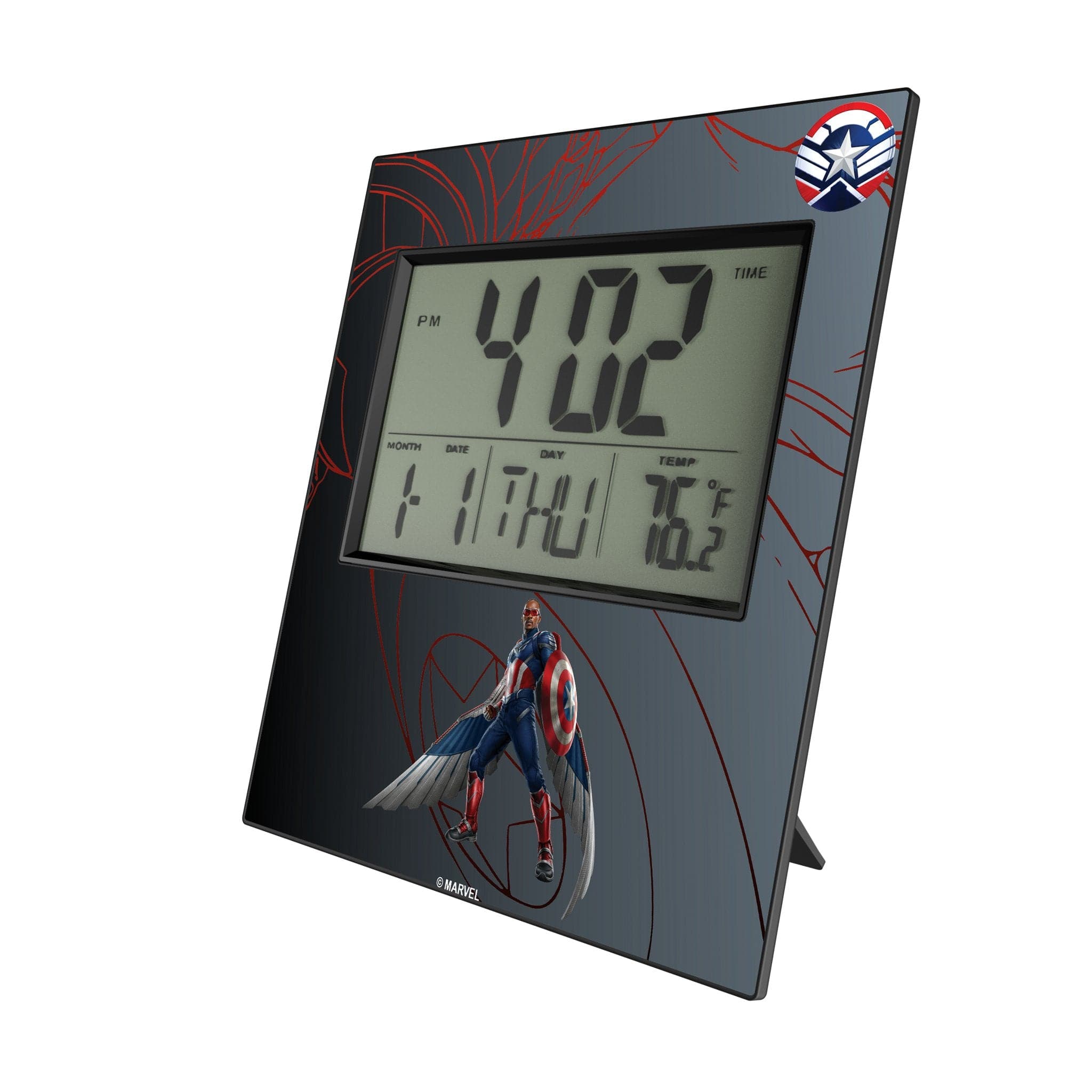 Keyscaper - Marvel Avengers Sam Wilson Captain America MechLine Wall Clock - Black