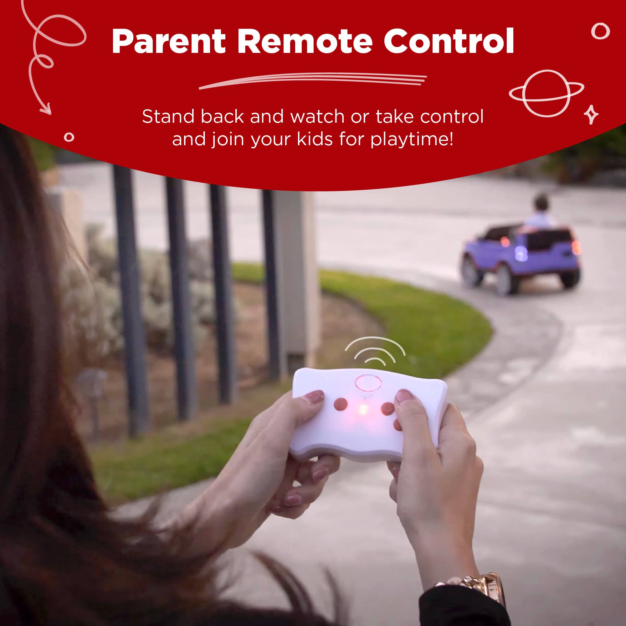 Parent Remote Control

Stand back and watch or take control and join your kids for playtime!