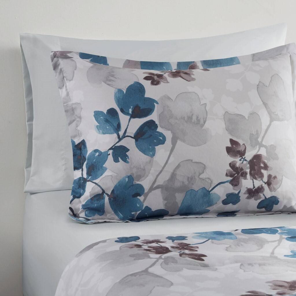 Alt View 2. Gracie Mills - Gracie Mills Houston Modern Floral Comforter Set with Bed Sheets - Blue.