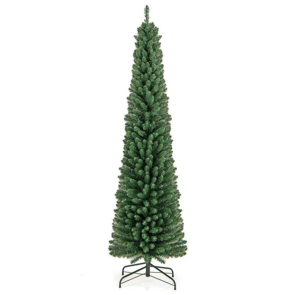 Front. Resenkos - Resenkos 7-Ft Pencil Christmas Tree - Memory Wire Branches & LEDs, Green - Green.